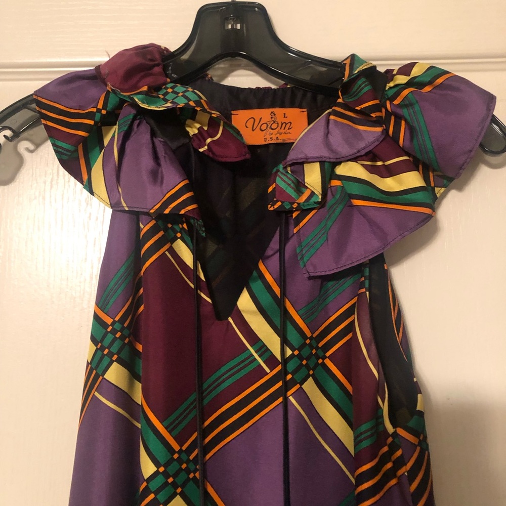 Sexy Women’s Silk Dress with Ruffle Neck Size L